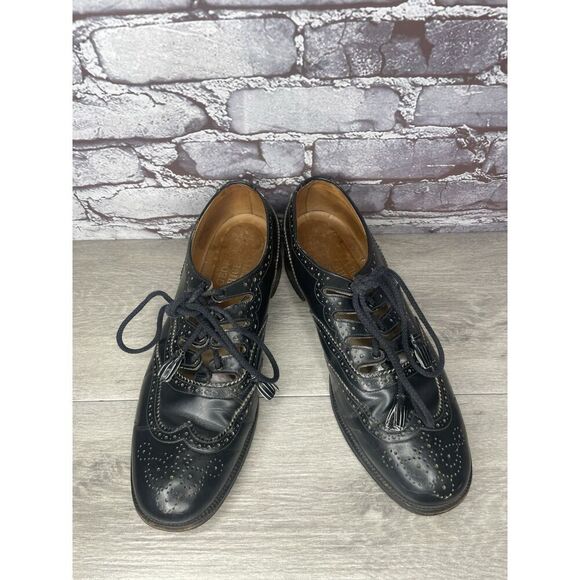 Great Britain Black Leather Wingtip Oxfords Tassel Lace Shoes Men Sz 11M US/44EU main image 15